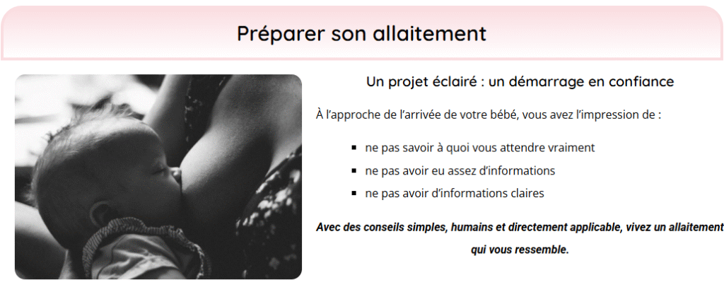 image site préparer l'allaitement avec Parlait bébé