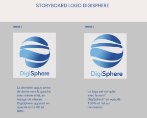 Storyboard du logo digisphere et animation en motion picture PHASE 4 ET 5 de l animation
